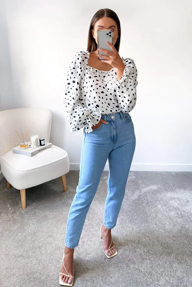 Cream Square Neck Printed Top sold by AX Paris product image thumbnail 2