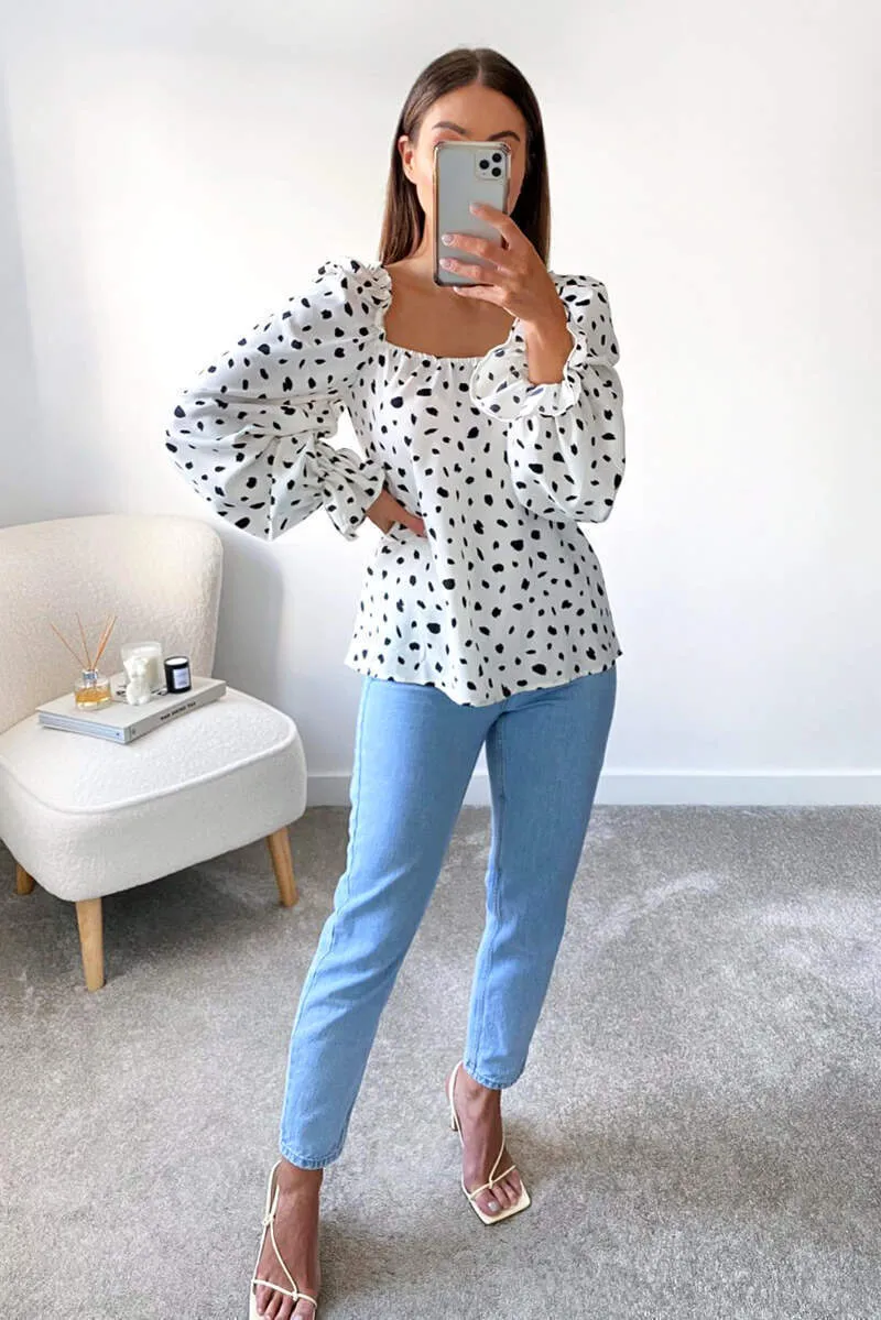 Cream Square Neck Printed Top sold by AX Paris product image thumbnail 3