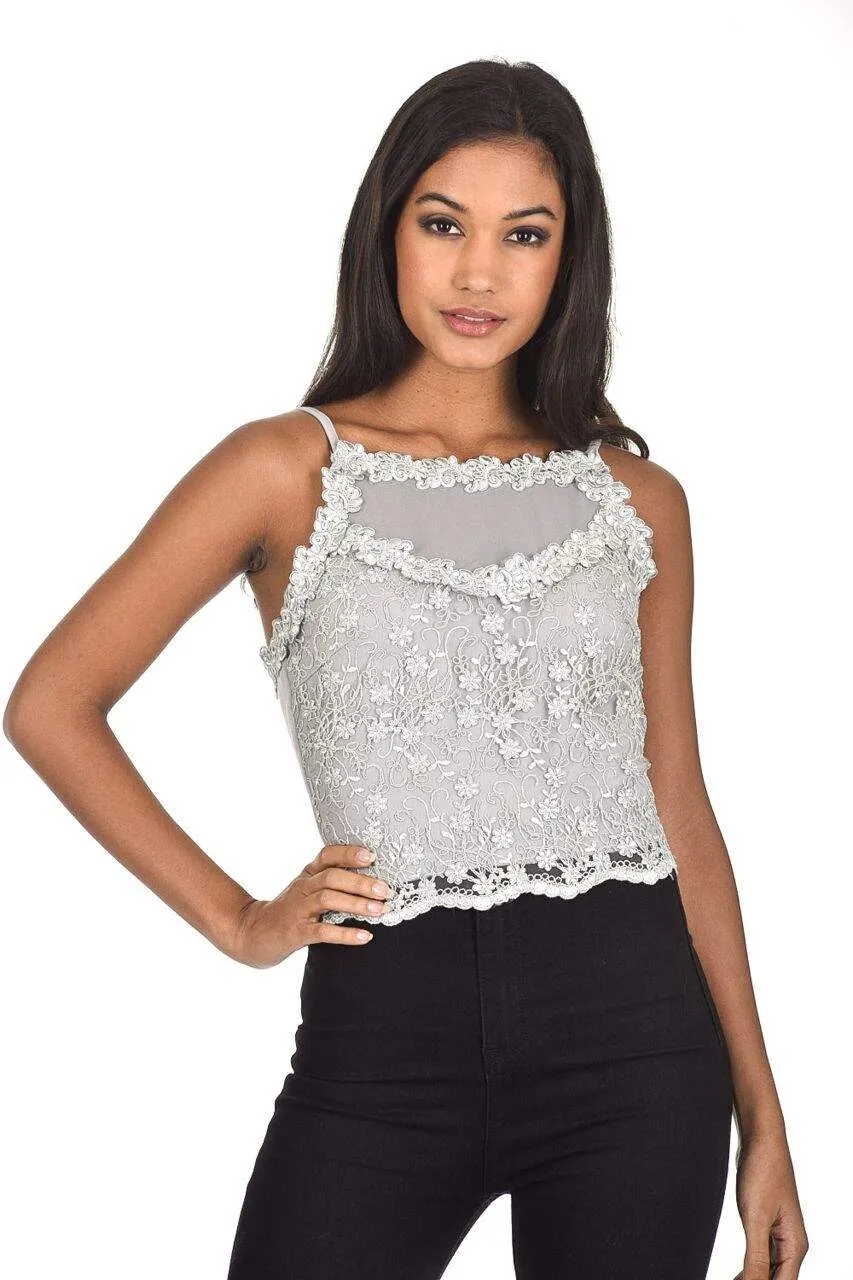 Silver Crochet Top sold by AX Paris