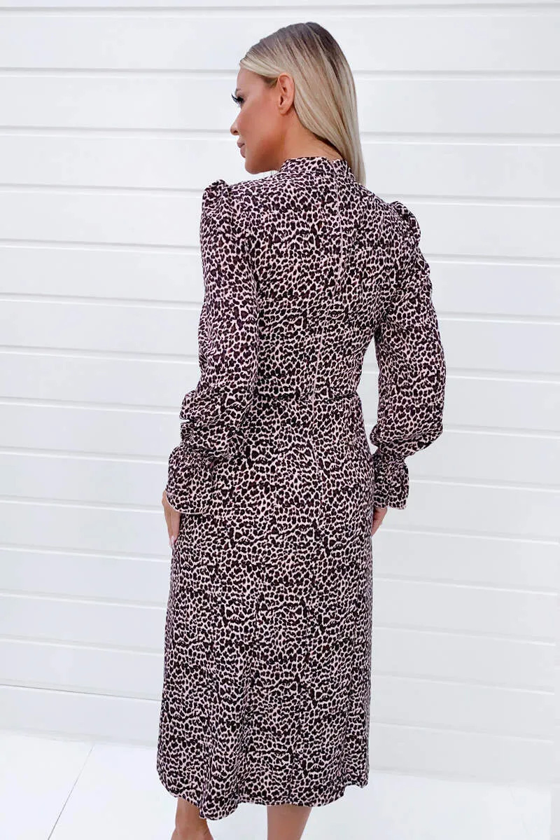 Pink Animal Print High Neck Midi Dress sold by AX Paris product image thumbnail 4
