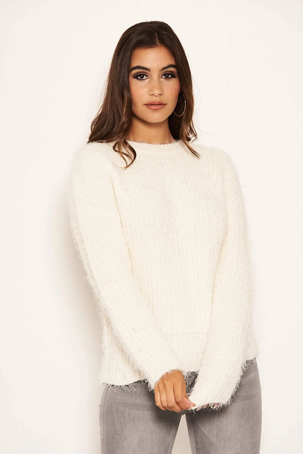 Cream Chenille Knitted Jumper sold by AX Paris product image thumbnail 4