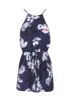Navy Floral High Neck Strappy Playsuit sold by AX Paris