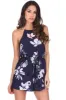 Navy Floral High Neck Strappy Playsuit sold by AX Paris