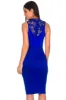 Blue High Neck Crochet Bodycon Dress sold by AX Paris