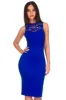 Blue High Neck Crochet Bodycon Dress sold by AX Paris