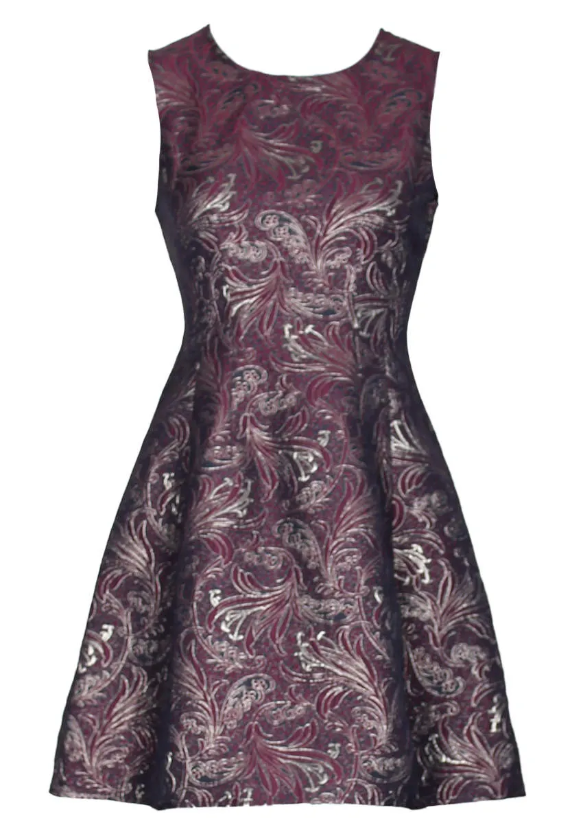 Plum Printed Metallic Skater Dress sold by AX Paris product image thumbnail 4