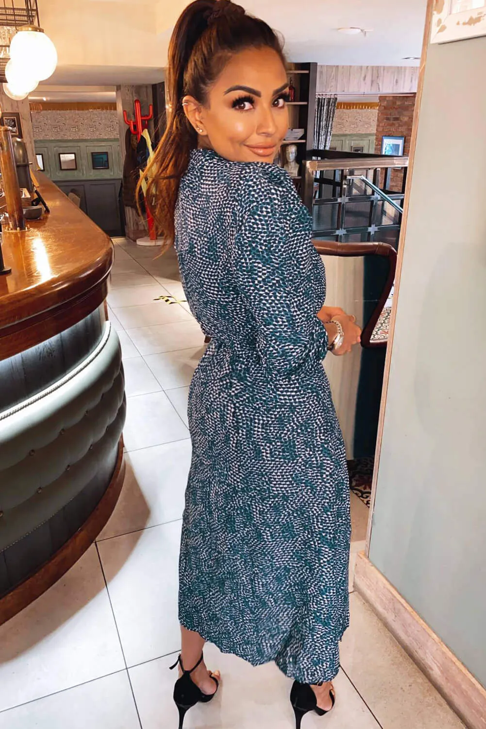 Teal Printed Sheered Cuff Midi Dress sold by AX Paris product image thumbnail 5