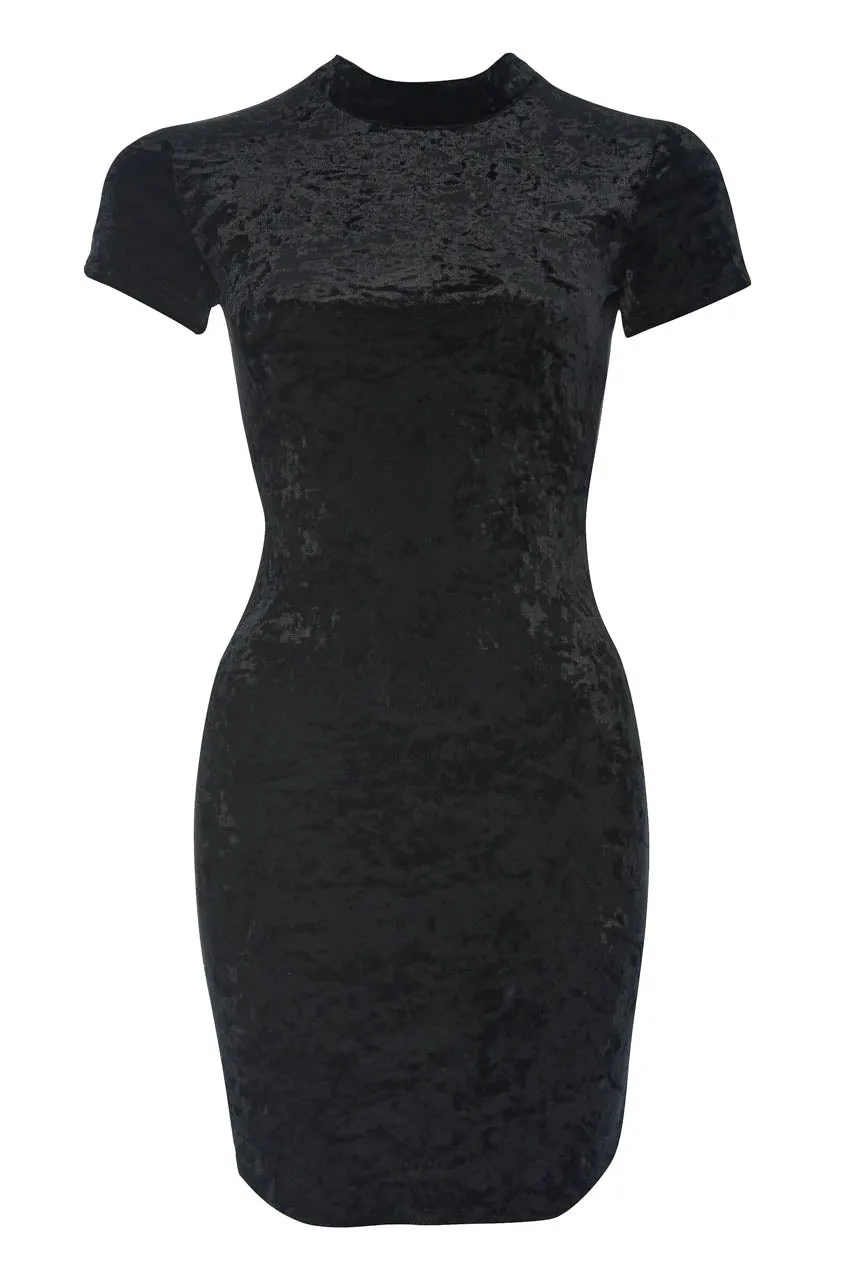 Black Faux Suede Mini Dress with High Neck sold by AX Paris product image thumbnail 4