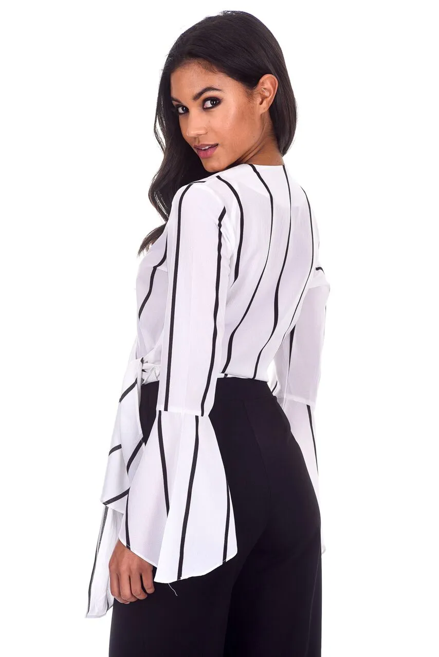 Cream Striped Tie Top sold by AX Paris product image thumbnail 3