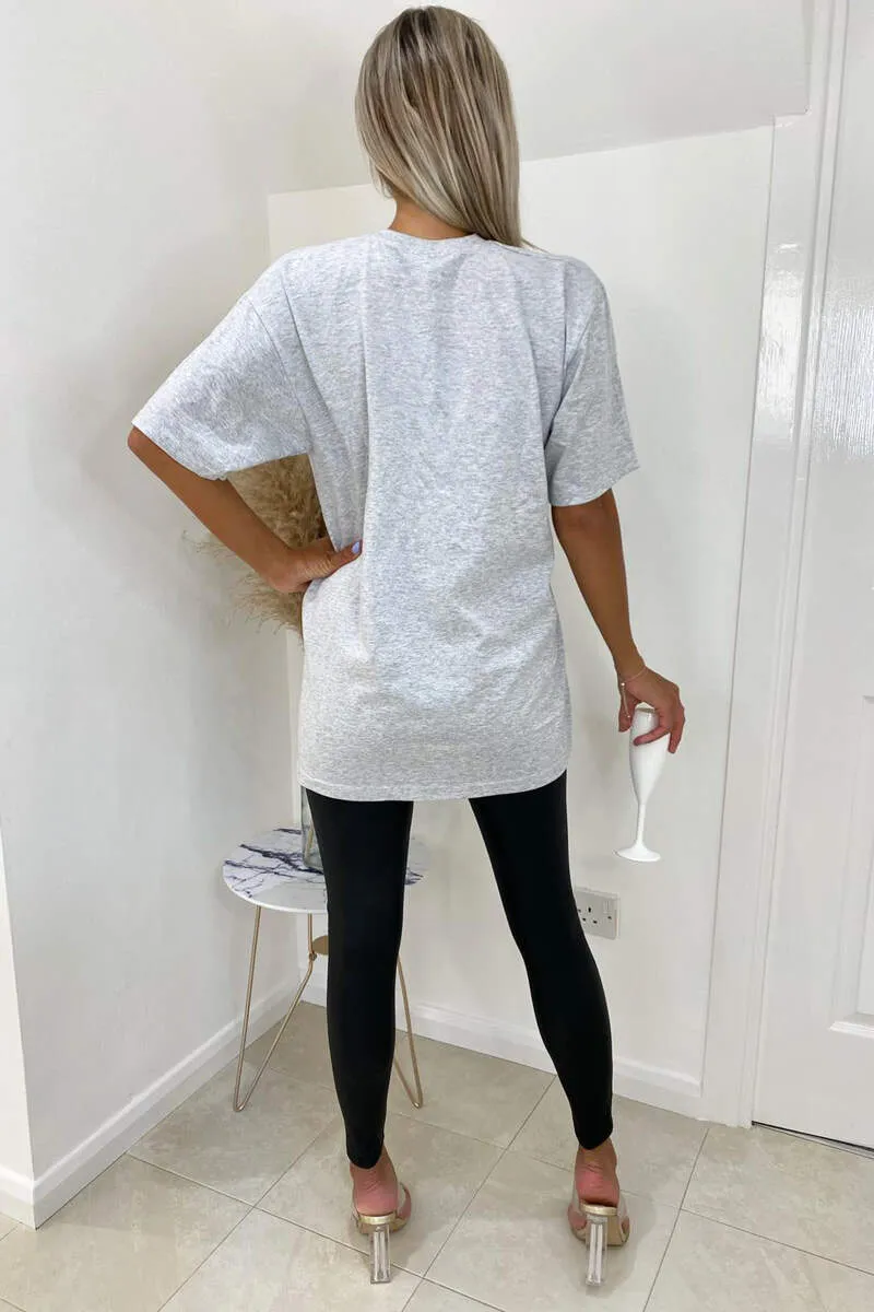 Grey Essential Slogan Oversized Tee sold by AX Paris product image thumbnail 4