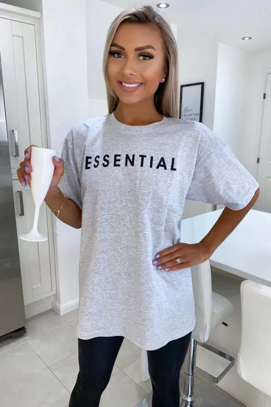Grey Essential Slogan Oversized Tee sold by AX Paris