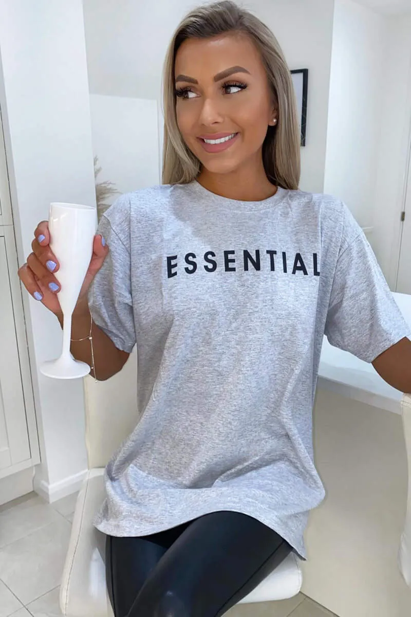 Grey Essential Slogan Oversized Tee sold by AX Paris product image thumbnail 3
