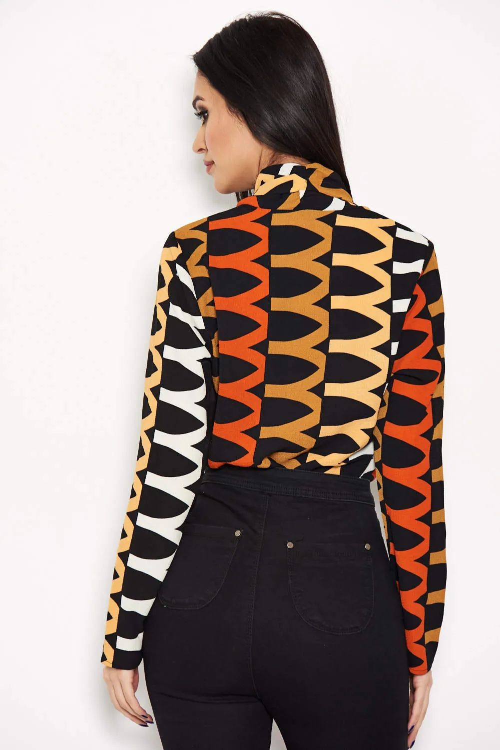 Orange Printed Wrap Bodysuit sold by AX Paris product image thumbnail 3