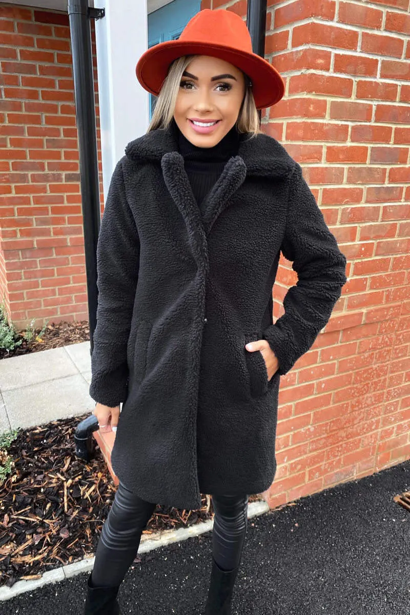 Black Teddy Faux Fur Coat With Collar sold by AX Paris product image thumbnail 2