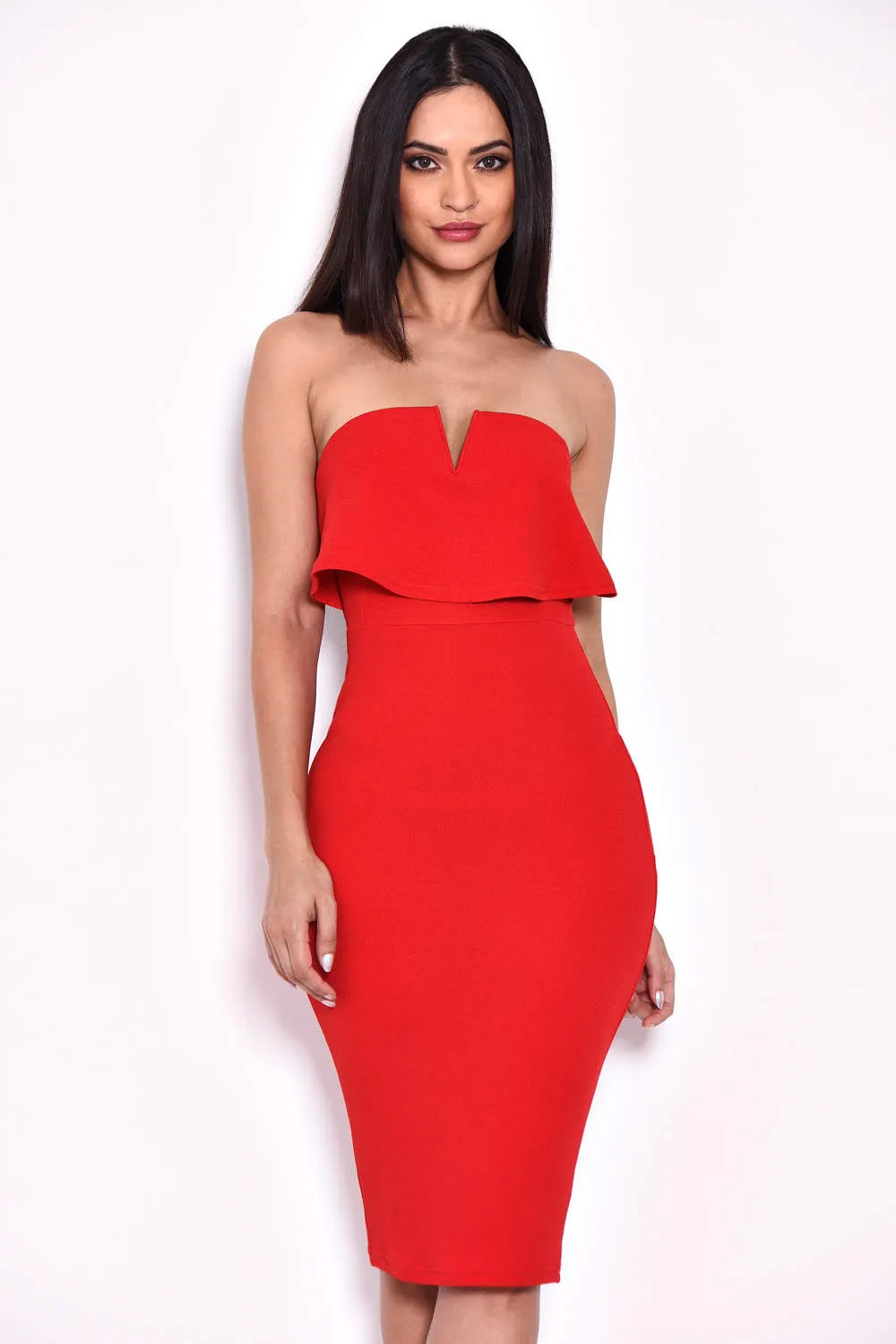 Red Notch Front Bodycon Dress sold by AX Paris