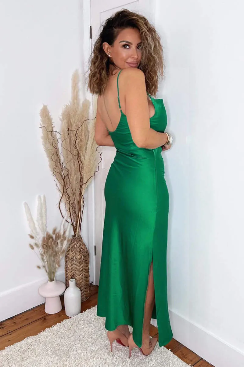 Jade Green Satin Cowl Neck Midi Dress sold by AX Paris product image thumbnail 4