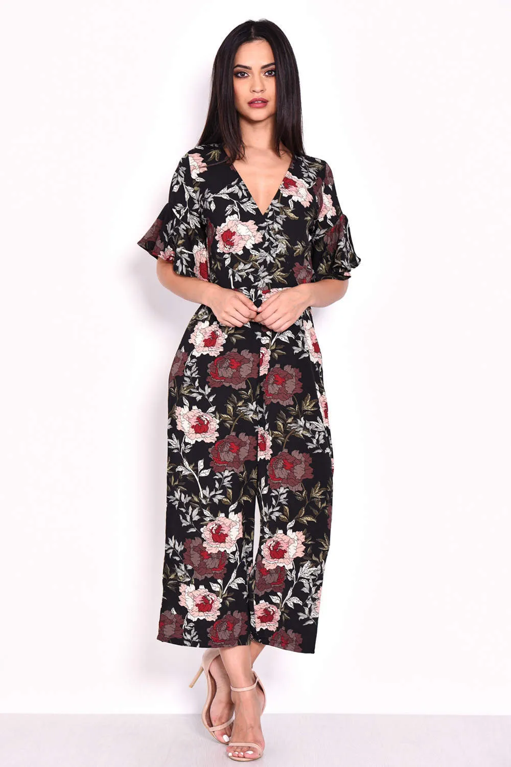 Floral Wrap Frill Sleeve Jumpsuit sold by AX Paris product image thumbnail 2