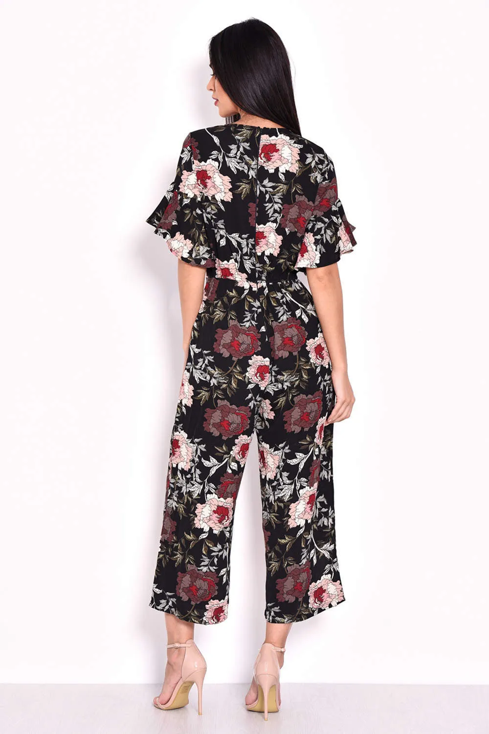 Floral Wrap Frill Sleeve Jumpsuit sold by AX Paris product image thumbnail 3