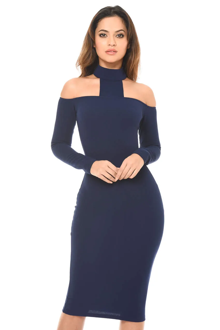 Navy Midi Bodycon Dress sold by AX Paris