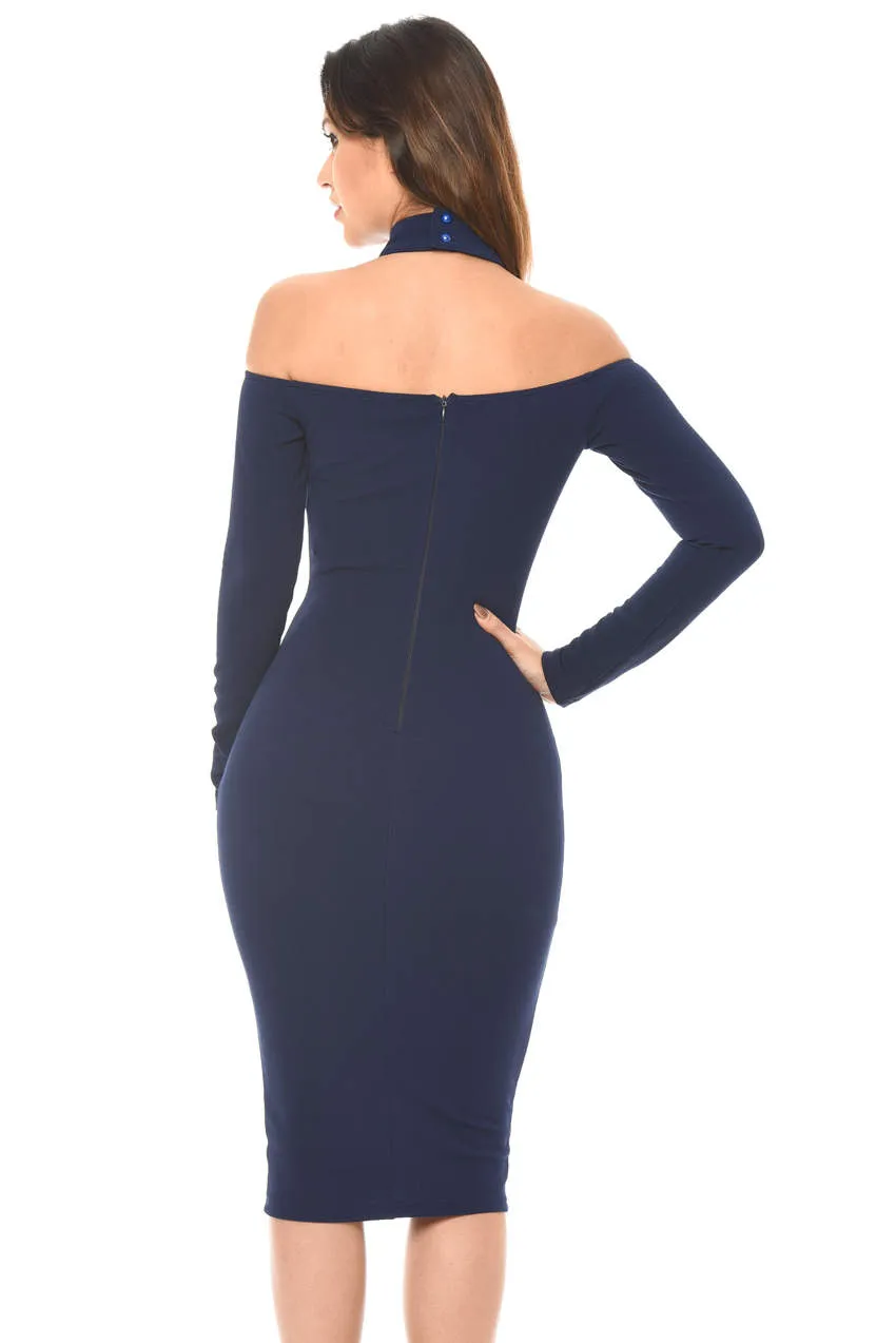 Navy Midi Bodycon Dress sold by AX Paris product image thumbnail 3