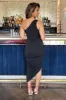 Black One Shoulder Asymmetric Hem Ruched Midi Dress sold by AX Paris