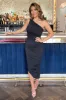 Black One Shoulder Asymmetric Hem Ruched Midi Dress sold by AX Paris