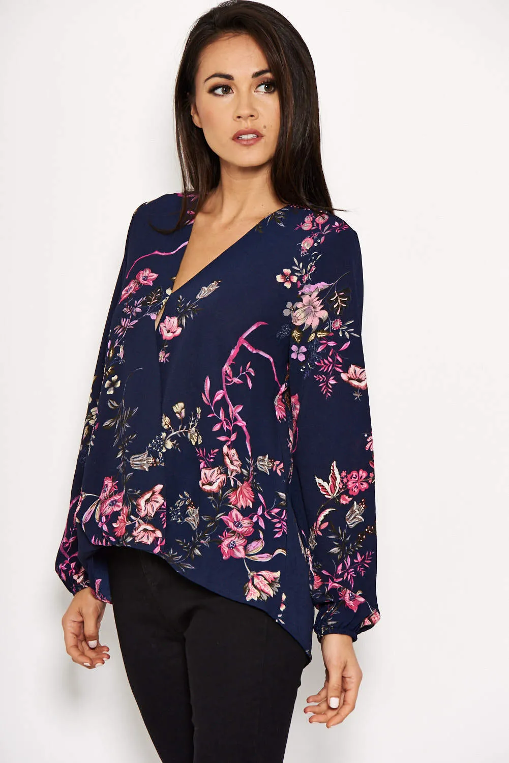 Navy Floral Print Top sold by AX Paris product image thumbnail 4