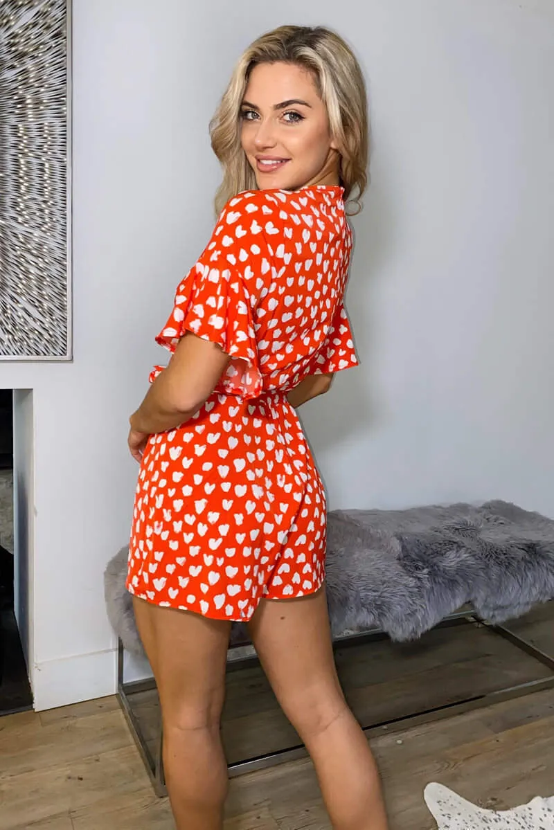 Red Heart Print Wrap Playsuit sold by AX Paris product image thumbnail 5