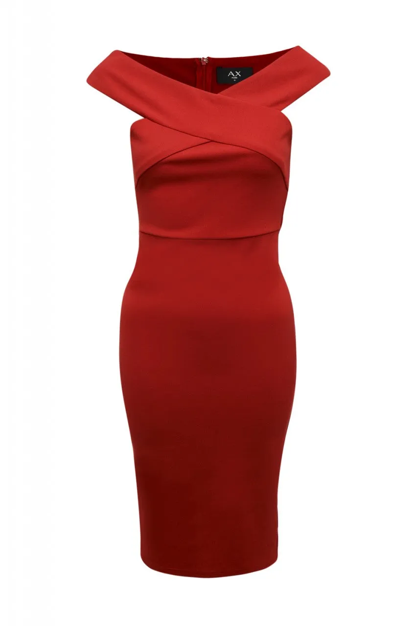 Red Midi Dress with Cross-Front detail sold by AX Paris product image thumbnail 5