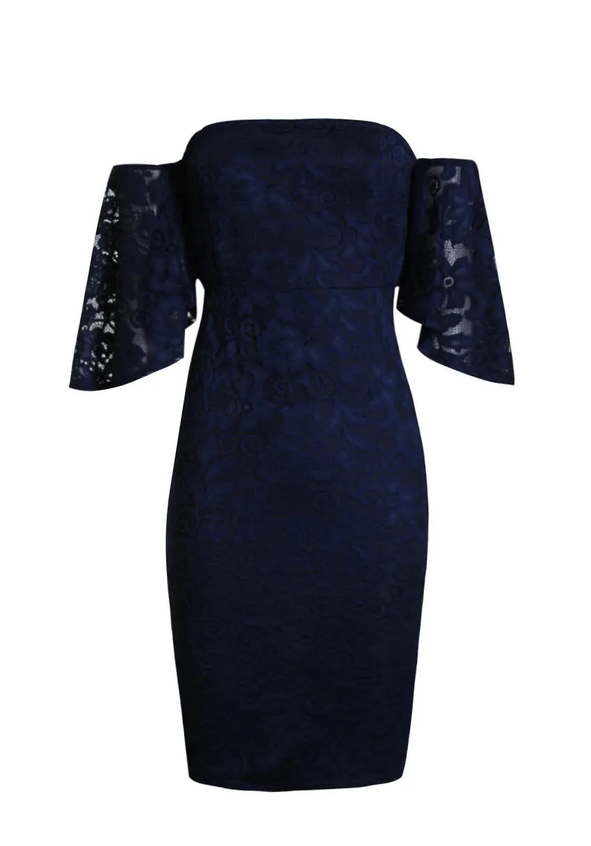 Navy Lace Frill Sleeve Midi Dress sold by AX Paris product image thumbnail 4