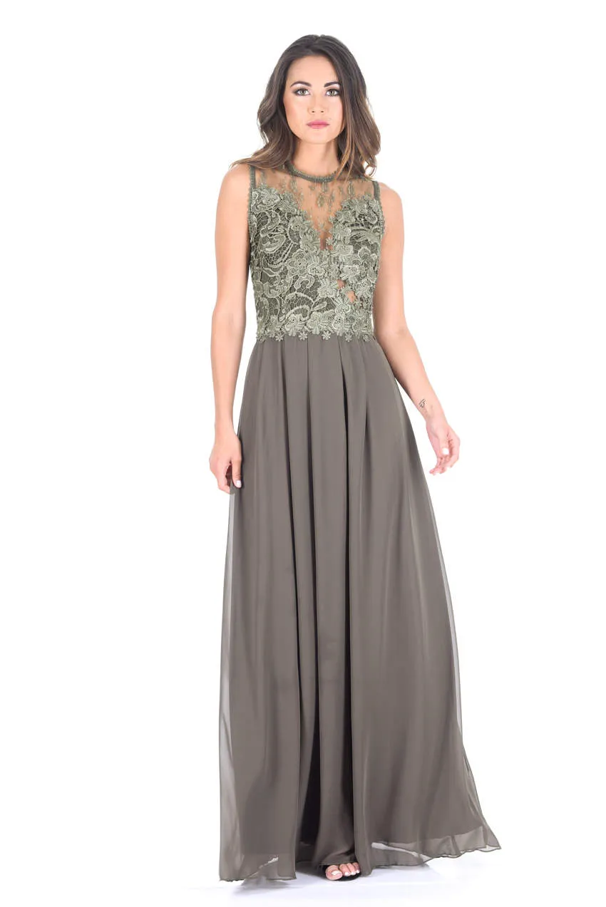 Khaki Crochet Top Maxi Dress sold by AX Paris product image thumbnail 2