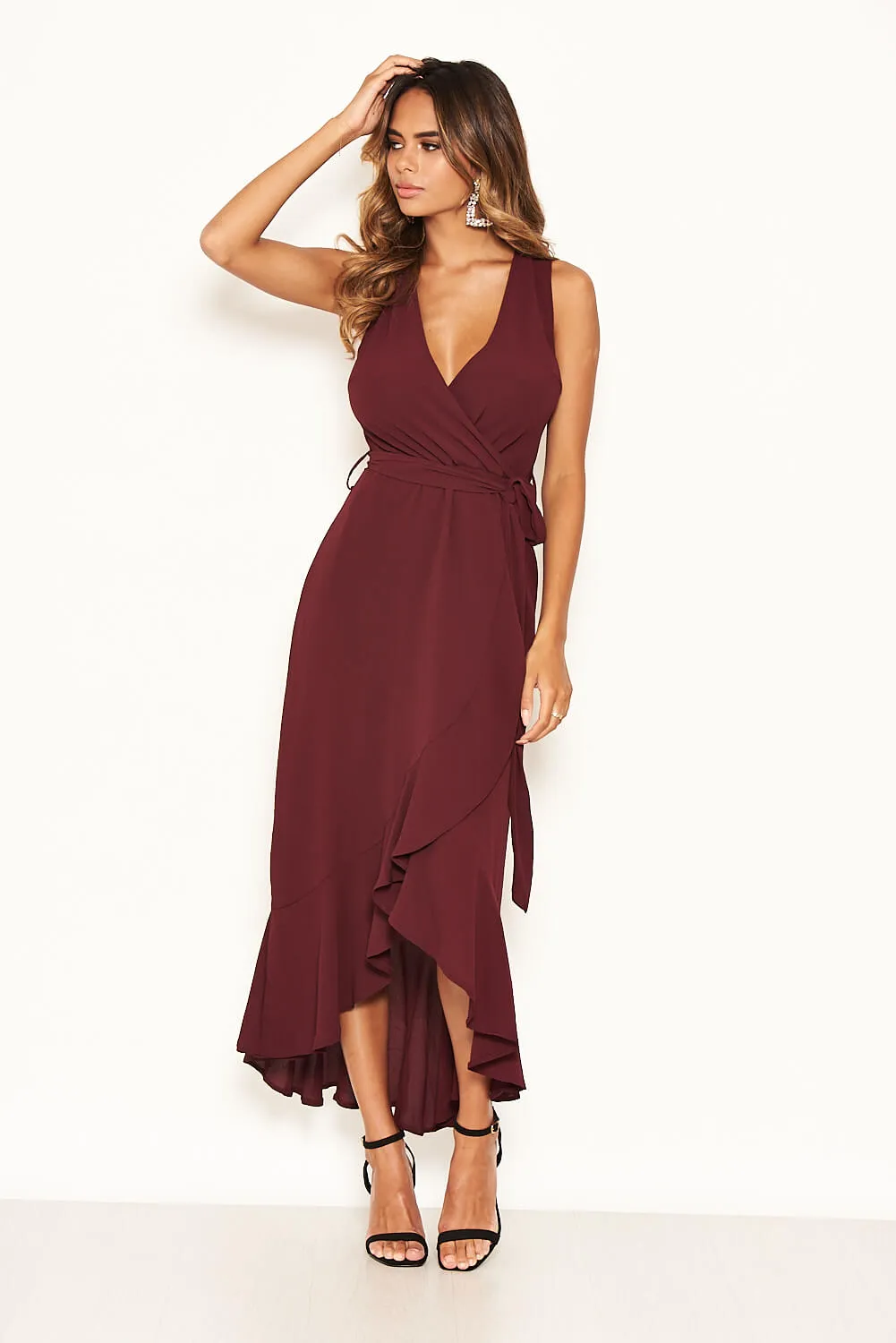 Plum Frill Wrap Maxi Dress sold by AX Paris product image thumbnail 3