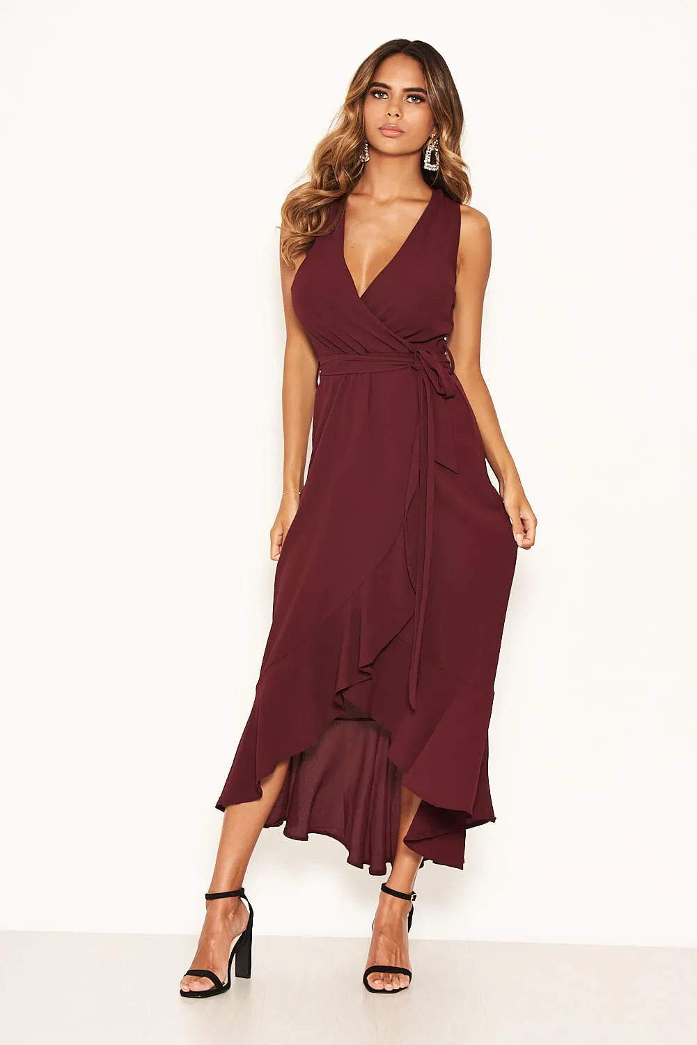 Plum Frill Wrap Maxi Dress sold by AX Paris product image thumbnail 5