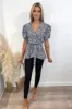 Blue Floral Printed Wrap Over Top sold by AX Paris