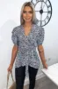 Blue Floral Printed Wrap Over Top sold by AX Paris