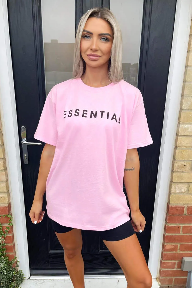 Pink Essential Slogan Oversized Tee sold by AX Paris product image thumbnail 3