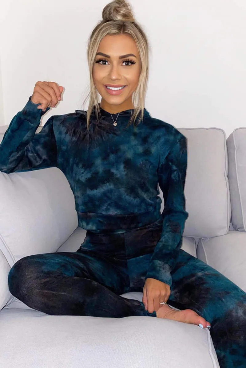 Teal Tie Dye Hoodie and Joggers Set sold by AX Paris product image thumbnail 3