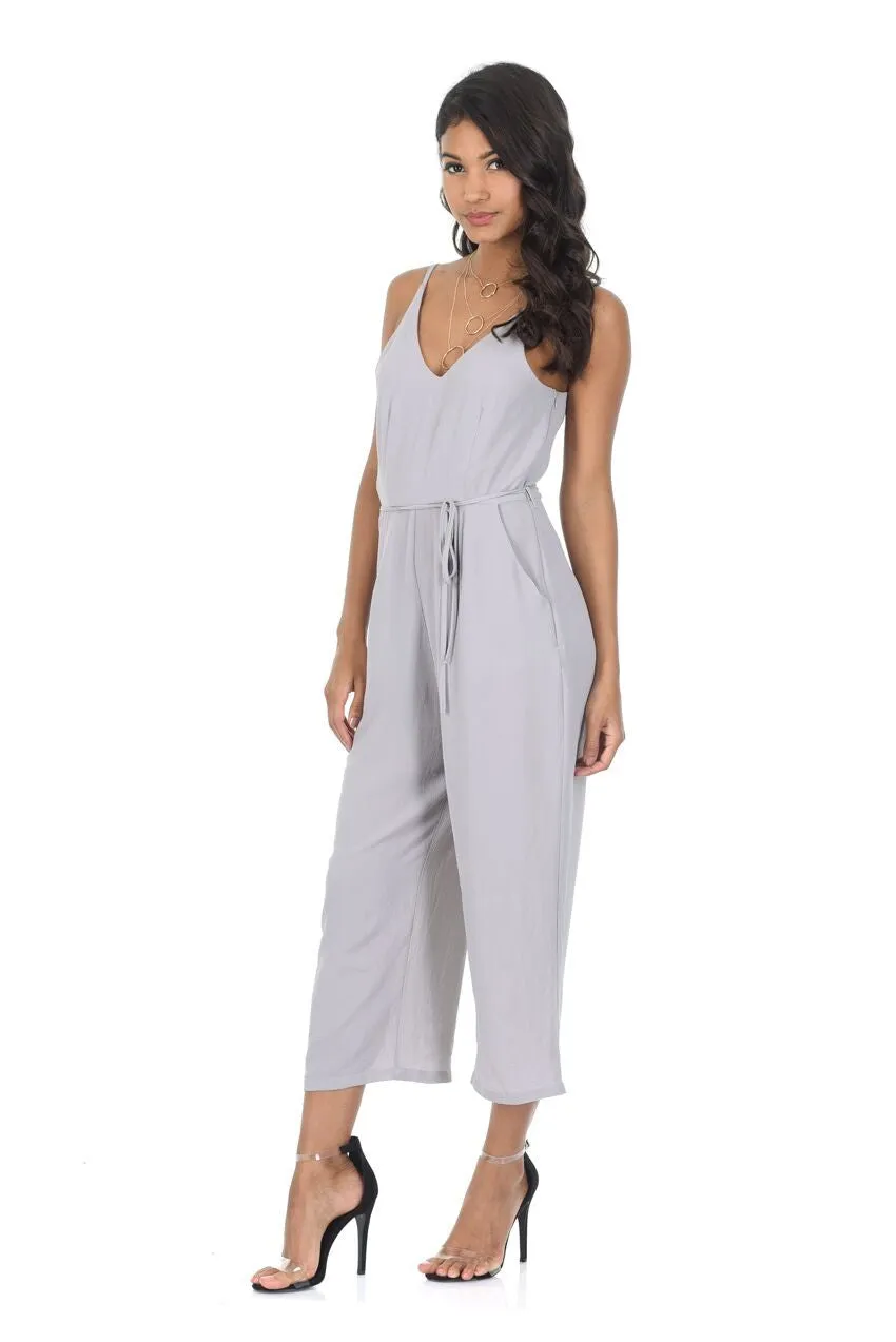 Silver Spaghetti Strap Jumpsuit sold by AX Paris