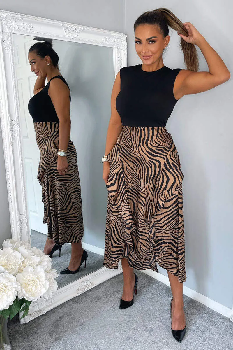 Camel Animal Print 2 in 1 Midi Dress sold by AX Paris product image thumbnail 3