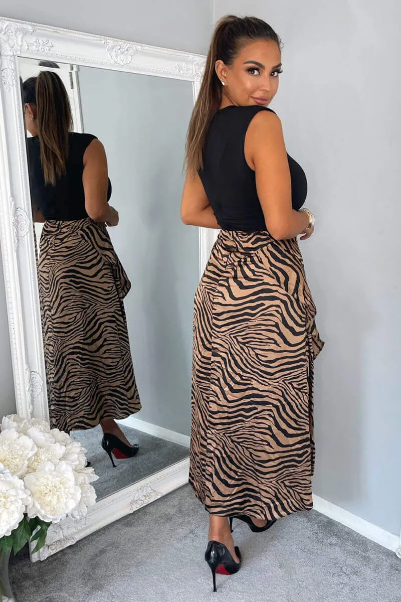 Camel Animal Print 2 in 1 Midi Dress sold by AX Paris product image thumbnail 4