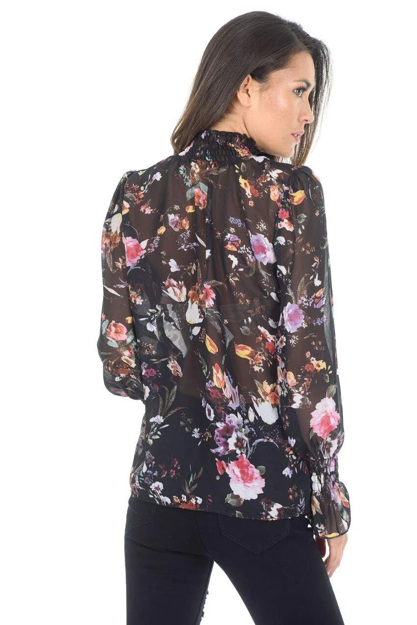 Black Floral Frill Top sold by AX Paris product image thumbnail 3