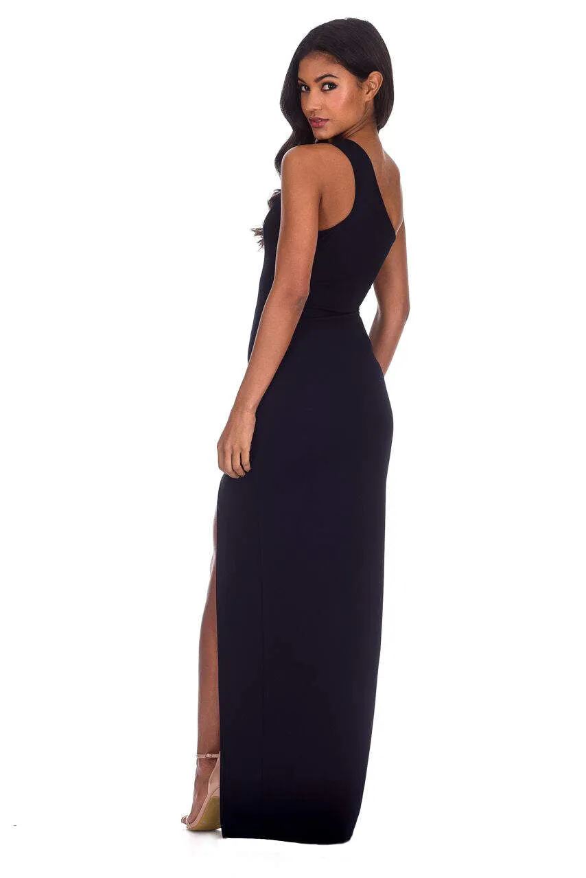 Navy Asymmetric Thigh Split Maxi Dress sold by AX Paris product image thumbnail 3