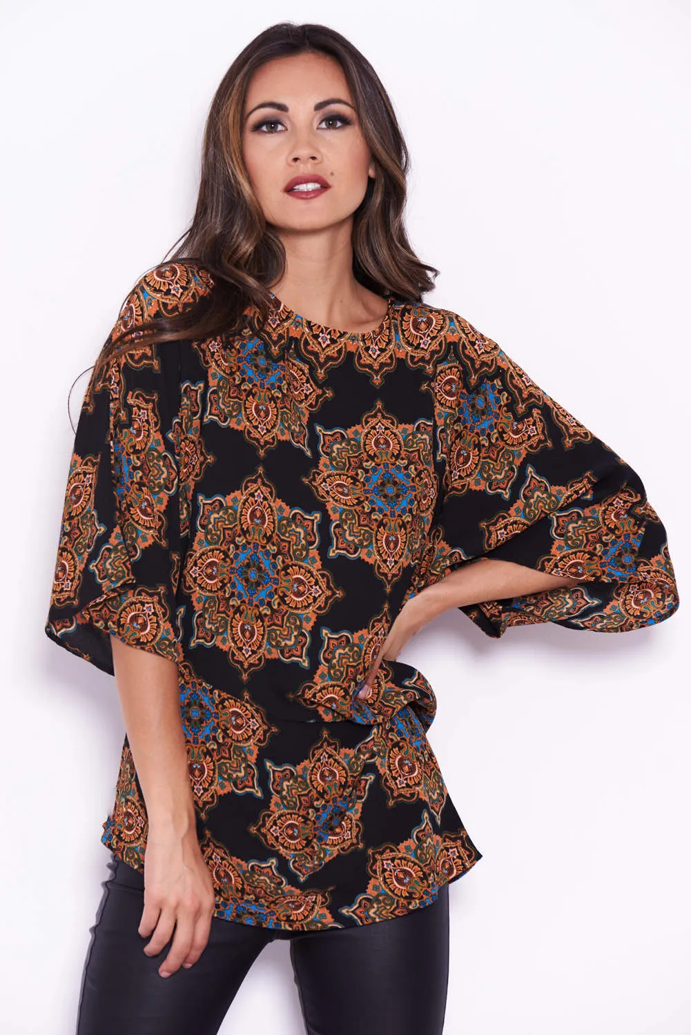 Black Paisley Top sold by AX Paris