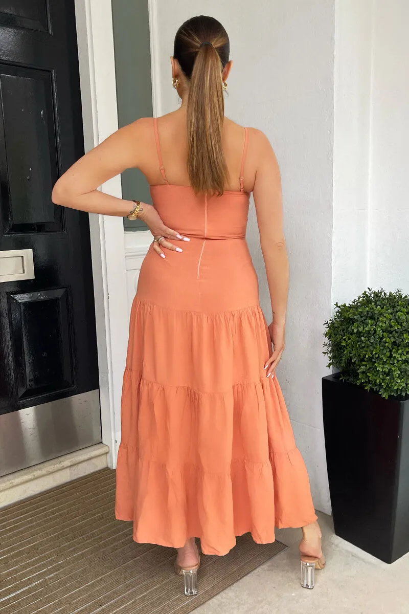 Terracotta Strappy Smock Midi Dress sold by AX Paris product image thumbnail 4