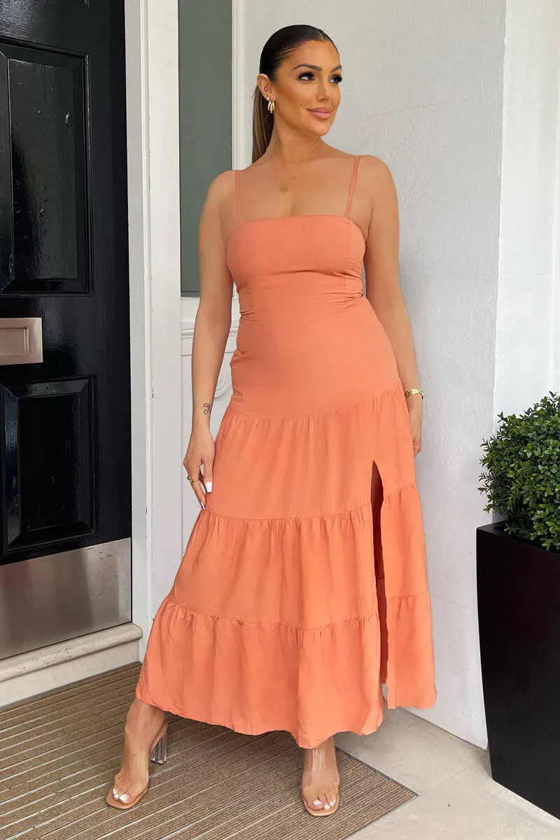 Terracotta Strappy Smock Midi Dress sold by AX Paris product image thumbnail 2