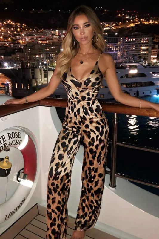 Leopard Print Jumpsuit With Slinky Straps sold by AX Paris