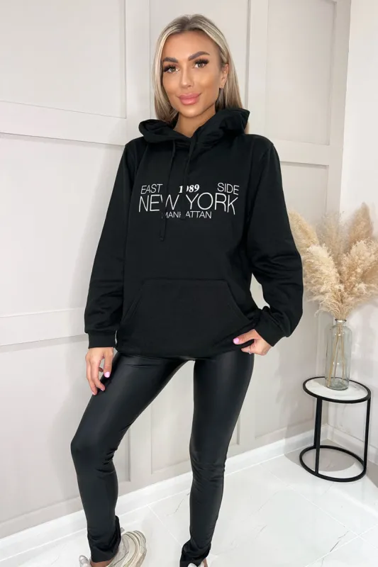 Black 1989 New York Slogan Hoodie sold by AX Paris