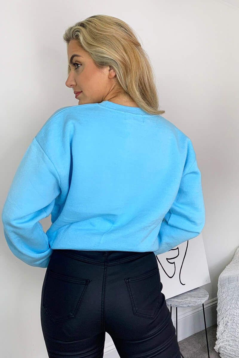 Baby Blue Oversized Sweatshirt sold by AX Paris product image thumbnail 4