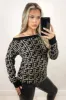 Black Printed Off The Shoulder Knit Jumper sold by AX Paris