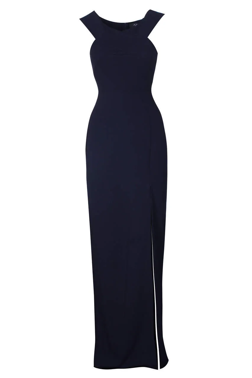 Off The Shoulder Navy Cross Maxi Dress sold by AX Paris product image thumbnail 3